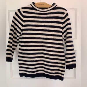 Boden white and navy low turtleneck knit sweater, size M